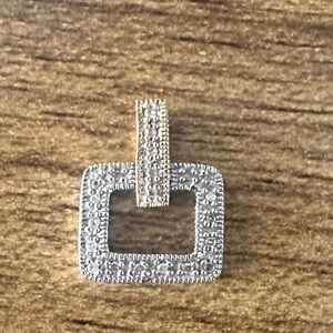 14K Elegant 2 tone Gold/White Square Pendant